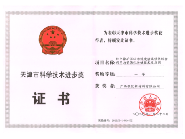 天津市科學(xué)進(jìn)步一等獎(jiǎng)